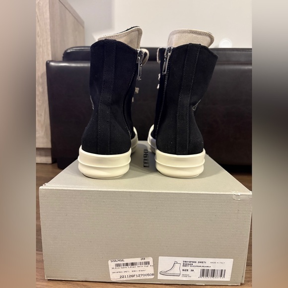 COPY - Rick Owens DRKSHDW - Black Denim High Sneakers - Picture 9 of 12